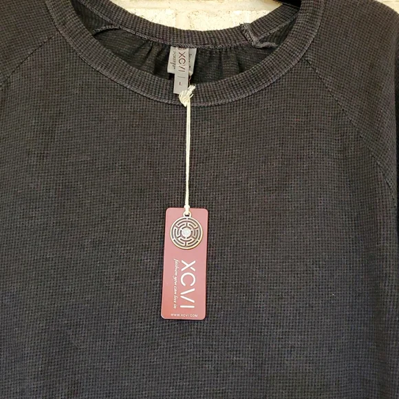 XCVI 3/4 Sleeve Crew Neck Top in Charcoal, Size Large, NWT - Picture 9 of 11